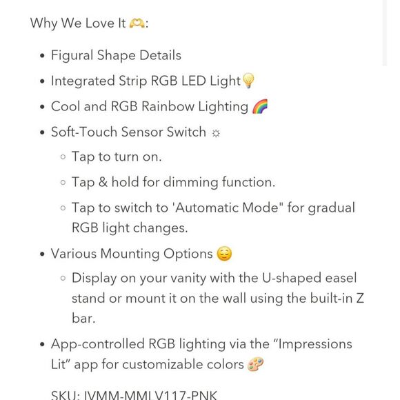 Impressions X My Melosy Arch RGB Tabletop Makeup Mirror - Picture 10 of 12